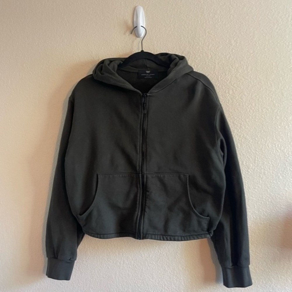 HEROINE SPORT Girlfriend Cropped Hoodie Dark Green Athleisure Womens Size Medium